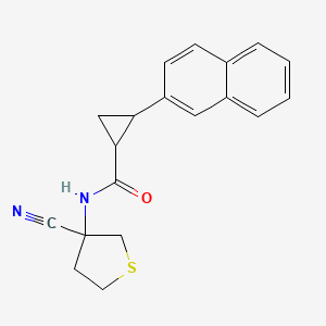 molecular formula C19H18N2OS B2762332 N-(3-cyanothiolan-3-yl)-2-(naphthalen-2-yl)cyclopropane-1-carboxamide CAS No. 1423725-28-3
