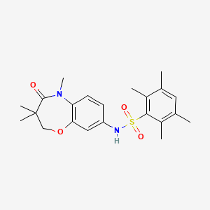 molecular formula C22H28N2O4S B2762334 2,3,5,6-tetramethyl-N-(3,3,5-trimethyl-4-oxo-2,3,4,5-tetrahydrobenzo[b][1,4]oxazepin-8-yl)benzenesulfonamide CAS No. 922093-19-4