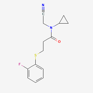 molecular formula C14H15FN2OS B2762338 N-(cyanomethyl)-N-cyclopropyl-3-[(2-fluorophenyl)sulfanyl]propanamide CAS No. 1311464-18-2