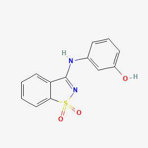 molecular formula C13H10N2O3S B2762347 3-[(1,1-Dioxido-1,2-benzothiazol-3-yl)amino]phenol CAS No. 340028-29-7