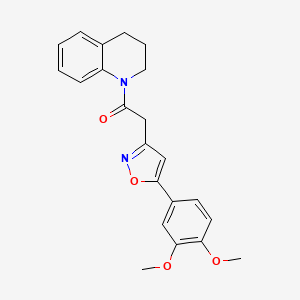 molecular formula C22H22N2O4 B2762355 1-(3,4-dihydroquinolin-1(2H)-yl)-2-(5-(3,4-dimethoxyphenyl)isoxazol-3-yl)ethanone CAS No. 953181-71-0