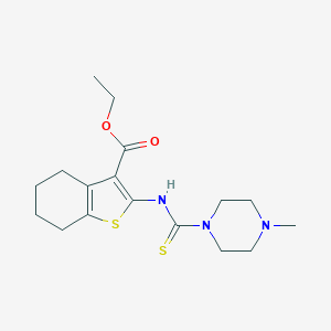 molecular formula C17H25N3O2S2 B276239 Ethyl 2-{[(4-methyl-1-piperazinyl)carbothioyl]amino}-4,5,6,7-tetrahydro-1-benzothiophene-3-carboxylate 