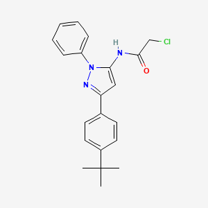 molecular formula C21H22ClN3O B2762390 N-[3-(4-tert-butylphenyl)-1-phenyl-1H-pyrazol-5-yl]-2-chloroacetamide CAS No. 882227-09-0