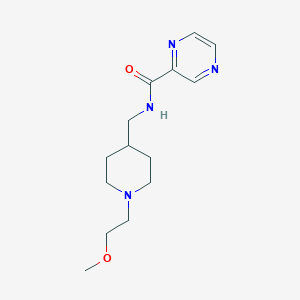 molecular formula C14H22N4O2 B2762395 N-((1-(2-methoxyethyl)piperidin-4-yl)methyl)pyrazine-2-carboxamide CAS No. 1211831-86-5