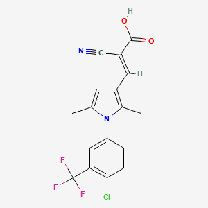 molecular formula C17H12ClF3N2O2 B2762396 3-{1-[4-chloro-3-(trifluoromethyl)phenyl]-2,5-dimethyl-1H-pyrrol-3-yl}-2-cyanoprop-2-enoic acid CAS No. 743440-55-3