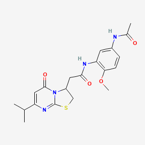 molecular formula C20H24N4O4S B2762414 N-(5-乙酰氨基-2-甲氧基苯基)-2-(7-异丙基-5-氧代-3,5-二氢-2H-噻唑并[3,2-a]嘧啶-3-基)乙酰胺 CAS No. 953216-88-1