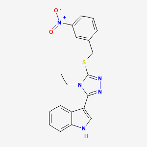 molecular formula C19H17N5O2S B2762425 3-(4-ethyl-5-((3-nitrobenzyl)thio)-4H-1,2,4-triazol-3-yl)-1H-indole CAS No. 852144-26-4