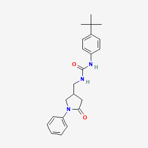 molecular formula C22H27N3O2 B2762427 1-(4-(Tert-butyl)phenyl)-3-((5-oxo-1-phenylpyrrolidin-3-yl)methyl)urea CAS No. 954635-70-2
