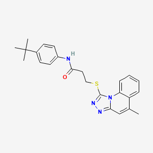 molecular formula C24H26N4OS B2762430 N-(4-tert-butylphenyl)-3-({5-methyl-[1,2,4]triazolo[4,3-a]quinolin-1-yl}sulfanyl)propanamide CAS No. 812685-77-1