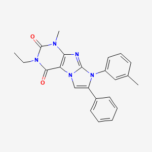 molecular formula C23H21N5O2 B2762434 3-ethyl-1-methyl-7-phenyl-8-(m-tolyl)-1H-imidazo[2,1-f]purine-2,4(3H,8H)-dione CAS No. 896291-53-5