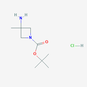 molecular formula C9H19ClN2O2 B2762444 Tert-butyl 3-amino-3-methylazetidine-1-carboxylate hydrochloride CAS No. 2138059-95-5