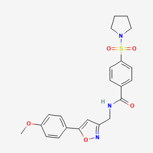 molecular formula C22H23N3O5S B2762446 N-((5-(4-甲氧基苯基)异噁唑-3-基)甲基)-4-(吡咯烷-1-基磺酰基)苯甲酰胺 CAS No. 953232-22-9