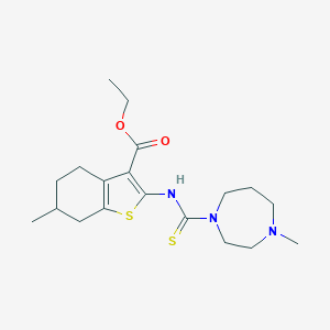 molecular formula C19H29N3O2S2 B276245 Ethyl 6-methyl-2-{[(4-methyl-1,4-diazepan-1-yl)carbothioyl]amino}-4,5,6,7-tetrahydro-1-benzothiophene-3-carboxylate 
