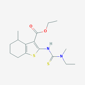 molecular formula C16H24N2O2S2 B276246 Ethyl 2-({[ethyl(methyl)amino]carbothioyl}amino)-4-methyl-4,5,6,7-tetrahydro-1-benzothiophene-3-carboxylate 