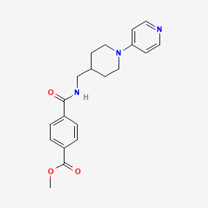 molecular formula C20H23N3O3 B2762464 Methyl 4-(((1-(pyridin-4-yl)piperidin-4-yl)methyl)carbamoyl)benzoate CAS No. 2034237-25-5