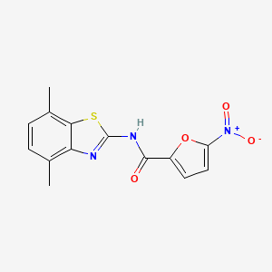molecular formula C14H11N3O4S B2762472 N-(4,7-二甲基-1,3-苯并噻唑-2-基)-5-硝基呋喃-2-甲酰胺 CAS No. 842115-06-4