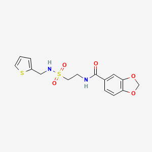 molecular formula C15H16N2O5S2 B2762480 N-[2-(thiophen-2-ylmethylsulfamoyl)ethyl]-1,3-benzodioxole-5-carboxamide CAS No. 899980-56-4