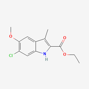 molecular formula C13H14ClNO3 B2762491 Ethyl 6-chloro-5-methoxy-3-methyl-1H-indole-2-carboxylate CAS No. 172169-96-9