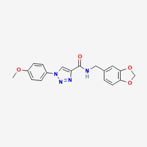 molecular formula C18H16N4O4 B2762493 N-(1,3-苯并二氧杂环[5.1.1]戊基甲基)-1-(4-甲氧苯基)-1H-1,2,3-三唑-4-甲酰胺 CAS No. 1226455-97-5