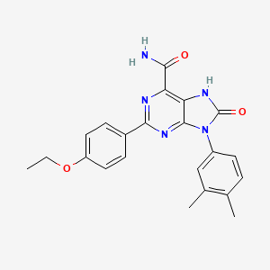 molecular formula C22H21N5O3 B2762494 9-(3,4-dimethylphenyl)-2-(4-ethoxyphenyl)-8-oxo-8,9-dihydro-7H-purine-6-carboxamide CAS No. 898422-39-4