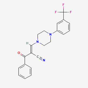 molecular formula C21H18F3N3O B2762497 (E)-2-benzoyl-3-[4-[3-(trifluoromethyl)phenyl]piperazin-1-yl]prop-2-enenitrile CAS No. 1024775-33-4