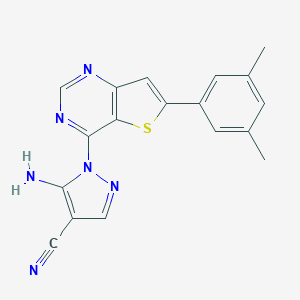 molecular formula C18H14N6S B276250 5-amino-1-[6-(3,5-dimethylphenyl)thieno[3,2-d]pyrimidin-4-yl]-1H-pyrazole-4-carbonitrile 