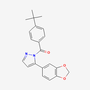molecular formula C21H20N2O3 B2762500 [5-(1,3-苯并二氧杂环[5.1.1]戊-5-基)-1H-吡唑-1-基][4-(叔丁基)苯基]甲酮 CAS No. 956181-72-9