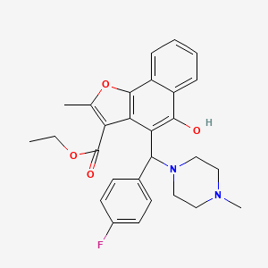 molecular formula C28H29FN2O4 B2762515 乙酸4-[(4-氟苯基)(4-甲基哌嗪-1-基)甲基]-5-羟基-2-甲基萘并[1,2-b]呋喃-3-甲酸酯 CAS No. 438485-88-2