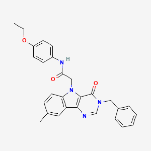 molecular formula C28H26N4O3 B2762521 2-(3-benzyl-8-methyl-4-oxo-3H-pyrimido[5,4-b]indol-5(4H)-yl)-N-(4-ethoxyphenyl)acetamide CAS No. 1216641-80-3