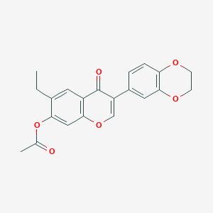 molecular formula C21H18O6 B2762523 3-(2,3-dihydro-1,4-benzodioxin-6-yl)-6-ethyl-4-oxo-4H-chromen-7-yl acetate CAS No. 170511-25-8