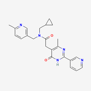molecular formula C23H25N5O2 B2762529 N-(Cyclopropylmethyl)-2-(4-methyl-6-oxo-2-pyridin-3-yl-1H-pyrimidin-5-yl)-N-[(6-methylpyridin-3-yl)methyl]acetamide CAS No. 2551116-91-5