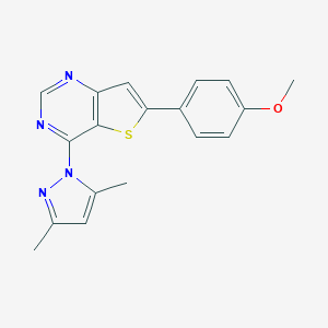 molecular formula C18H16N4OS B276253 4-[4-(3,5-dimethyl-1H-pyrazol-1-yl)thieno[3,2-d]pyrimidin-6-yl]phenyl methyl ether 