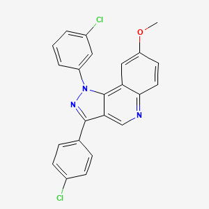 molecular formula C23H15Cl2N3O B2762539 1-(3-氯苯基)-3-(4-氯苯基)-8-甲氧基-1H-吡唑并[4,3-c]喹啉 CAS No. 932540-84-6