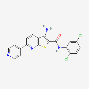 molecular formula C19H12Cl2N4OS B2762543 3-氨基-N-(2,5-二氯苯基)-6-(4-吡啶基)噻吩并[2,3-b]吡啶-2-甲酰胺 CAS No. 445267-30-1
