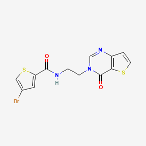 molecular formula C13H10BrN3O2S2 B2762546 4-bromo-N-(2-(4-oxothieno[3,2-d]pyrimidin-3(4H)-yl)ethyl)thiophene-2-carboxamide CAS No. 2034263-49-3