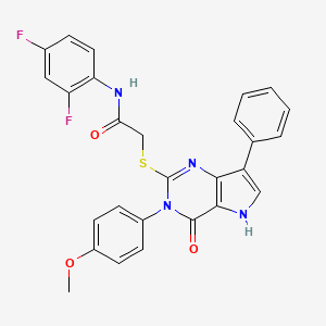molecular formula C27H20F2N4O3S B2762547 N-(2,4-difluorophenyl)-2-{[3-(4-methoxyphenyl)-4-oxo-7-phenyl-4,5-dihydro-3H-pyrrolo[3,2-d]pyrimidin-2-yl]sulfanyl}acetamide CAS No. 1795035-98-1