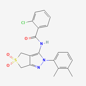 molecular formula C20H18ClN3O3S B2762554 2-chloro-N-[2-(2,3-dimethylphenyl)-5,5-dioxo-4,6-dihydrothieno[3,4-c]pyrazol-3-yl]benzamide CAS No. 450338-62-2