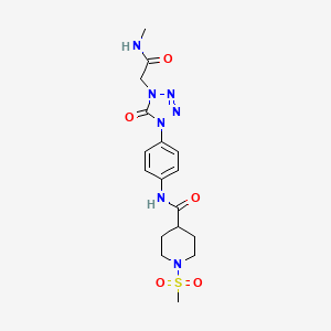 molecular formula C17H23N7O5S B2762556 N-(4-(4-(2-(methylamino)-2-oxoethyl)-5-oxo-4,5-dihydro-1H-tetrazol-1-yl)phenyl)-1-(methylsulfonyl)piperidine-4-carboxamide CAS No. 1396806-36-2