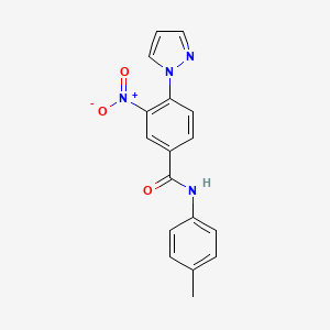molecular formula C17H14N4O3 B2762557 N-(4-甲基苯基)-3-硝基-4-(1H-吡唑-1-基)苯甲酰胺 CAS No. 321570-87-0