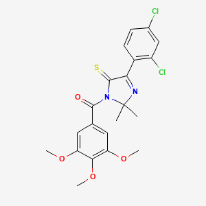 molecular formula C21H20Cl2N2O4S B2762565 (4-(2,4-二氯苯基)-2,2-二甲基-5-硫代-2,5-二氢-1H-咪唑-1-基)(3,4,5-三甲氧基苯基)甲酮 CAS No. 899917-00-1