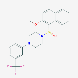 molecular formula C22H21F3N2O2S B2762568 1-(2-Methoxynaphthalen-1-yl)sulfinyl-4-[3-(trifluoromethyl)phenyl]piperazine CAS No. 477762-11-1