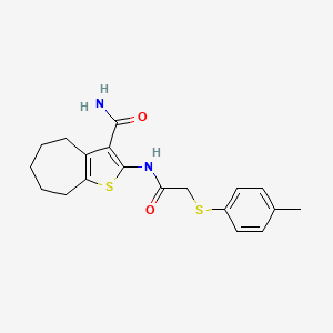 2-(2-(p-tolylthio)acetamido)-5,6,7,8-tetrahydro-4H-cyclohepta[b]thiophene-3-carboxamide