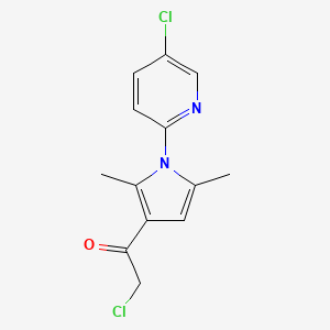 molecular formula C13H12Cl2N2O B2762582 2-chloro-1-[1-(5-chloropyridin-2-yl)-2,5-dimethyl-1H-pyrrol-3-yl]ethan-1-one CAS No. 1096928-61-8