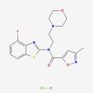 molecular formula C18H20ClFN4O3S B2762586 N-(4-fluorobenzo[d]thiazol-2-yl)-3-methyl-N-(2-morpholinoethyl)isoxazole-5-carboxamide hydrochloride CAS No. 1323387-65-0