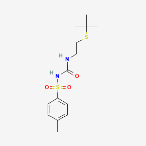 molecular formula C14H22N2O3S2 B2762601 [({[2-(Tert-butylsulfanyl)ethyl]amino}carbonyl)amino](4-methylphenyl)dioxo-lambda~6~-sulfane CAS No. 866008-88-0