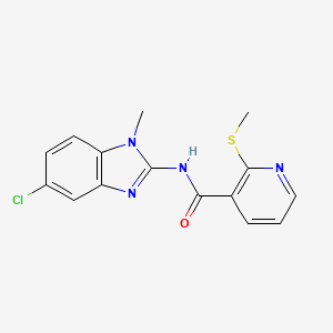 molecular formula C15H13ClN4OS B2762608 N-(5-chloro-1-methyl-1H-1,3-benzodiazol-2-yl)-2-(methylsulfanyl)pyridine-3-carboxamide CAS No. 1252125-28-2