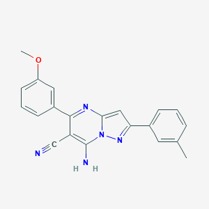 molecular formula C21H17N5O B276261 7-Amino-5-(3-methoxyphenyl)-2-(3-methylphenyl)pyrazolo[1,5-a]pyrimidine-6-carbonitrile 