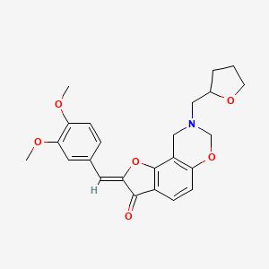 molecular formula C24H25NO6 B2762614 (Z)-2-(3,4-dimethoxybenzylidene)-8-((tetrahydrofuran-2-yl)methyl)-8,9-dihydro-2H-benzofuro[7,6-e][1,3]oxazin-3(7H)-one CAS No. 2014409-46-0