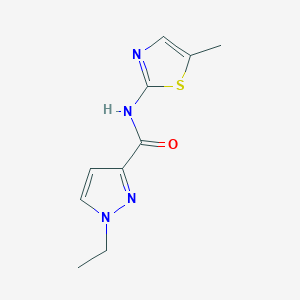 molecular formula C10H12N4OS B2762616 1-ethyl-N-(5-methylthiazol-2-yl)-1H-pyrazole-3-carboxamide CAS No. 955567-17-6