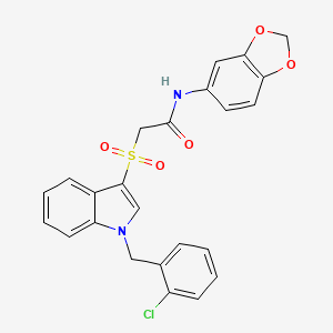 molecular formula C24H19ClN2O5S B2762625 N-(benzo[d][1,3]dioxol-5-yl)-2-((1-(2-chlorobenzyl)-1H-indol-3-yl)sulfonyl)acetamide CAS No. 686749-11-1